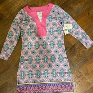 Cabana Life Pink and Blue Patterned Dress or Coverup NWT!